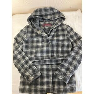 Kristen Blake Outdoor‎ Plaid Wool Blend Coat Women's XL Full Zip Hooded